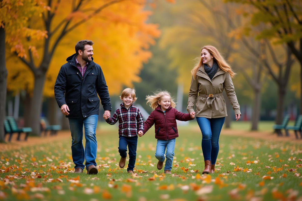 Enfants courant dans un parc d