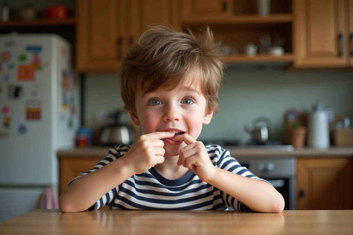 Garçon de 7 ans avec dent de lait qui bouge