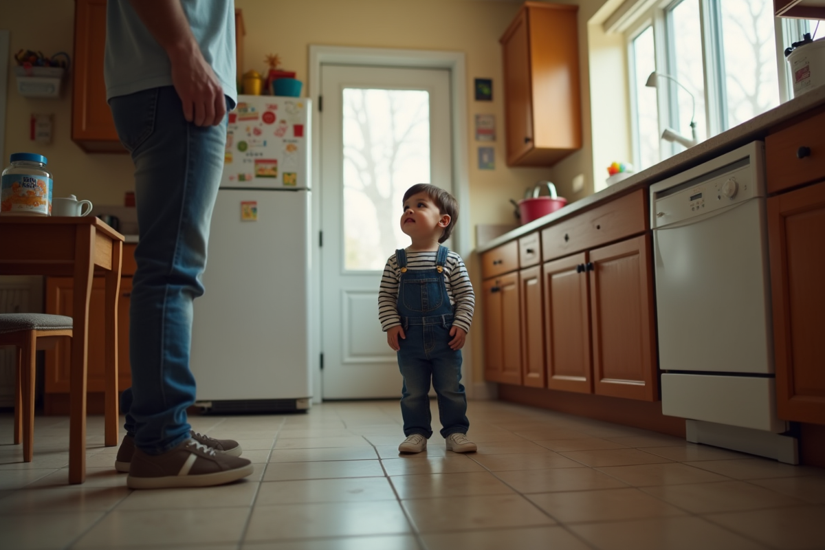 Garçon en salopette debout près d